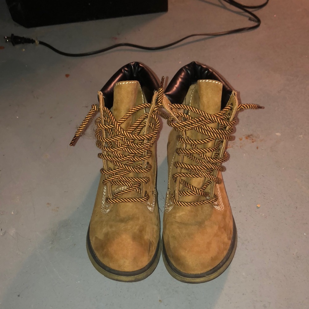 Brown combat boots